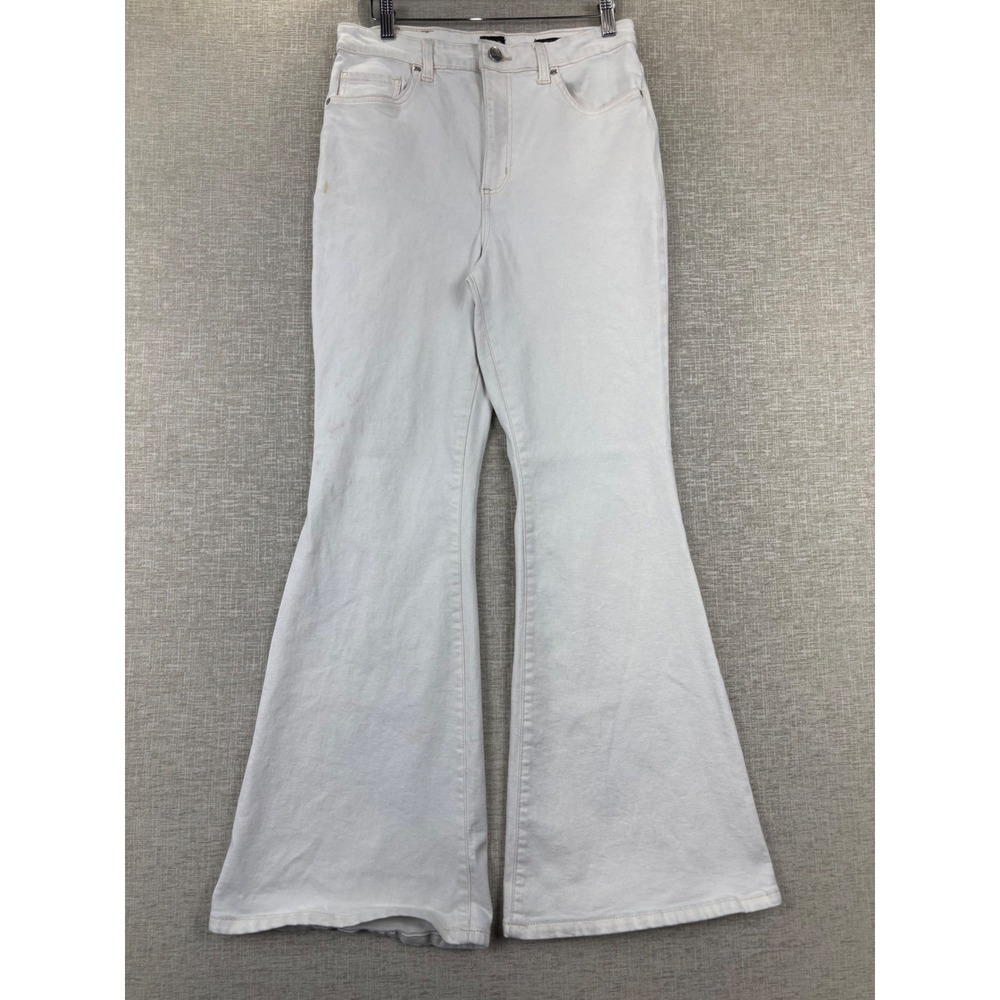 Lee Womens High Rise Flare Jeans White Bell Bottom Denim Size 30